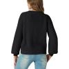 imageGRECERELLE Womens Chunky Open Front Long Sleeve VNeck Button Knit Loose Cardigan Sweater Outerwear S2XLAblack