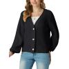 imageGRECERELLE Womens Chunky Open Front Long Sleeve VNeck Button Knit Loose Cardigan Sweater Outerwear S2XLAblack