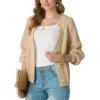 imageGRECERELLE Womens Chunky Open Front Long Sleeve VNeck Button Knit Loose Cardigan Sweater Outerwear S2XLApricot