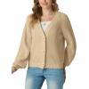 imageGRECERELLE Womens Chunky Open Front Long Sleeve VNeck Button Knit Loose Cardigan Sweater Outerwear S2XLApricot