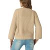 imageGRECERELLE Womens Chunky Open Front Long Sleeve VNeck Button Knit Loose Cardigan Sweater Outerwear S2XLApricot