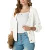 imageGRECERELLE Womens Chunky Open Front Long Sleeve VNeck Button Knit Loose Cardigan Sweater Outerwear S2XLBeige White