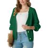 imageGRECERELLE Womens Chunky Open Front Long Sleeve VNeck Button Knit Loose Cardigan Sweater Outerwear S2XLDark Green