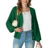 imageGRECERELLE Womens Chunky Open Front Long Sleeve VNeck Button Knit Loose Cardigan Sweater Outerwear S2XLDark Green