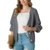 imageGRECERELLE Womens Chunky Open Front Long Sleeve VNeck Button Knit Loose Cardigan Sweater Outerwear S2XLGray