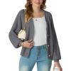 imageGRECERELLE Womens Chunky Open Front Long Sleeve VNeck Button Knit Loose Cardigan Sweater Outerwear S2XLGray