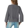 imageGRECERELLE Womens Chunky Open Front Long Sleeve VNeck Button Knit Loose Cardigan Sweater Outerwear S2XLGray