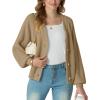 imageGRECERELLE Womens Chunky Open Front Long Sleeve VNeck Button Knit Loose Cardigan Sweater Outerwear S2XLKhaki