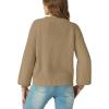 imageGRECERELLE Womens Chunky Open Front Long Sleeve VNeck Button Knit Loose Cardigan Sweater Outerwear S2XLKhaki