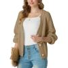 imageGRECERELLE Womens Chunky Open Front Long Sleeve VNeck Button Knit Loose Cardigan Sweater Outerwear S2XLKhaki