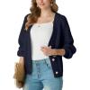 imageGRECERELLE Womens Chunky Open Front Long Sleeve VNeck Button Knit Loose Cardigan Sweater Outerwear S2XLNavy Blue