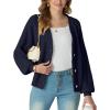 imageGRECERELLE Womens Chunky Open Front Long Sleeve VNeck Button Knit Loose Cardigan Sweater Outerwear S2XLNavy Blue