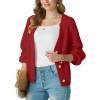imageGRECERELLE Womens Chunky Open Front Long Sleeve VNeck Button Knit Loose Cardigan Sweater Outerwear S2XLRed