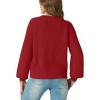 imageGRECERELLE Womens Chunky Open Front Long Sleeve VNeck Button Knit Loose Cardigan Sweater Outerwear S2XLRed