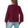 imageGRECERELLE Womens Chunky Open Front Long Sleeve VNeck Button Knit Loose Cardigan Sweater Outerwear S2XLWine Red