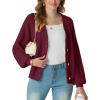imageGRECERELLE Womens Chunky Open Front Long Sleeve VNeck Button Knit Loose Cardigan Sweater Outerwear S2XLWine Red