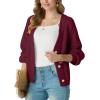 imageGRECERELLE Womens Chunky Open Front Long Sleeve VNeck Button Knit Loose Cardigan Sweater Outerwear S2XLWine Red