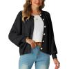 imageGRECERELLE Womens Chunky Open Front Sweater Long Sleeve Button Knit Short Loose Cardigan Outerwear S2XLAblack