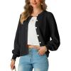 imageGRECERELLE Womens Chunky Open Front Sweater Long Sleeve Button Knit Short Loose Cardigan Outerwear S2XLAblack