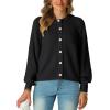 imageGRECERELLE Womens Chunky Open Front Sweater Long Sleeve Button Knit Short Loose Cardigan Outerwear S2XLAblack