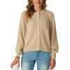 imageGRECERELLE Womens Chunky Open Front Sweater Long Sleeve Button Knit Short Loose Cardigan Outerwear S2XLApricot