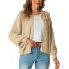 imageGRECERELLE Womens Chunky Open Front Sweater Long Sleeve Button Knit Short Loose Cardigan Outerwear S2XLApricot