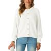 imageGRECERELLE Womens Chunky Open Front Sweater Long Sleeve Button Knit Short Loose Cardigan Outerwear S2XLBeige White