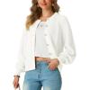 imageGRECERELLE Womens Chunky Open Front Sweater Long Sleeve Button Knit Short Loose Cardigan Outerwear S2XLBeige White