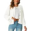 imageGRECERELLE Womens Chunky Open Front Sweater Long Sleeve Button Knit Short Loose Cardigan Outerwear S2XLBeige White