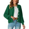 imageGRECERELLE Womens Chunky Open Front Sweater Long Sleeve Button Knit Short Loose Cardigan Outerwear S2XLDark Green