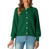 imageGRECERELLE Womens Chunky Open Front Sweater Long Sleeve Button Knit Short Loose Cardigan Outerwear S2XLDark Green