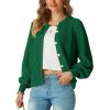 imageGRECERELLE Womens Chunky Open Front Sweater Long Sleeve Button Knit Short Loose Cardigan Outerwear S2XLDark Green