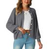 imageGRECERELLE Womens Chunky Open Front Sweater Long Sleeve Button Knit Short Loose Cardigan Outerwear S2XLGray