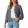 imageGRECERELLE Womens Chunky Open Front Sweater Long Sleeve Button Knit Short Loose Cardigan Outerwear S2XLGray