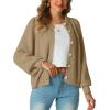 imageGRECERELLE Womens Chunky Open Front Sweater Long Sleeve Button Knit Short Loose Cardigan Outerwear S2XLKhaki