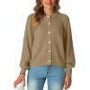 imageGRECERELLE Womens Chunky Open Front Sweater Long Sleeve Button Knit Short Loose Cardigan Outerwear S2XLKhaki