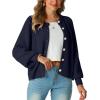 imageGRECERELLE Womens Chunky Open Front Sweater Long Sleeve Button Knit Short Loose Cardigan Outerwear S2XLNavy Blue