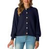 imageGRECERELLE Womens Chunky Open Front Sweater Long Sleeve Button Knit Short Loose Cardigan Outerwear S2XLNavy Blue