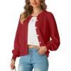 imageGRECERELLE Womens Chunky Open Front Sweater Long Sleeve Button Knit Short Loose Cardigan Outerwear S2XLRed