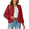 imageGRECERELLE Womens Chunky Open Front Sweater Long Sleeve Button Knit Short Loose Cardigan Outerwear S2XLRed