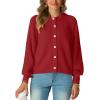 imageGRECERELLE Womens Chunky Open Front Sweater Long Sleeve Button Knit Short Loose Cardigan Outerwear S2XLRed