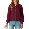 imageGRECERELLE Womens Chunky Open Front Sweater Long Sleeve Button Knit Short Loose Cardigan Outerwear S2XLWine Red