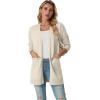 imageGRECERELLE Womens Lightweight Open Front Casual VNeck Long Cardigan Sweater with Pockets S2XLOatmeal