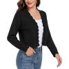 imageGRECERELLE Womens Long Sleeve Lightweight Open Front Cropped Cardigan Knit Sweaters Bolero Shrugs S2XLAblack
