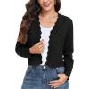 imageGRECERELLE Womens Long Sleeve Lightweight Open Front Cropped Cardigan Knit Sweaters Bolero Shrugs S2XLAblack