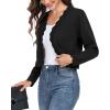 imageGRECERELLE Womens Long Sleeve Lightweight Open Front Cropped Cardigan Knit Sweaters Bolero Shrugs S2XLAblack