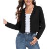 imageGRECERELLE Womens Long Sleeve Lightweight Open Front Cropped Cardigan Knit Sweaters Bolero Shrugs S2XLAblack