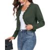 imageGRECERELLE Womens Long Sleeve Lightweight Open Front Cropped Cardigan Knit Sweaters Bolero Shrugs S2XLArmy Green
