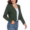 imageGRECERELLE Womens Long Sleeve Lightweight Open Front Cropped Cardigan Knit Sweaters Bolero Shrugs S2XLArmy Green