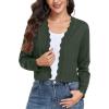 imageGRECERELLE Womens Long Sleeve Lightweight Open Front Cropped Cardigan Knit Sweaters Bolero Shrugs S2XLArmy Green